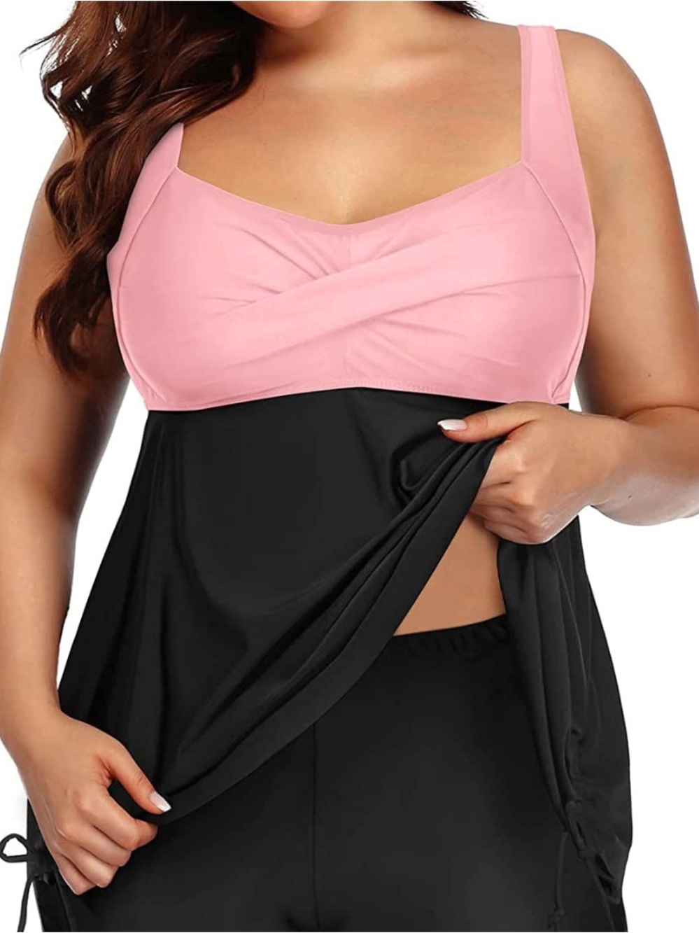 Aqua Eye Two-Tone Pink & Black Swim Top ONLY Women’s Size 28W